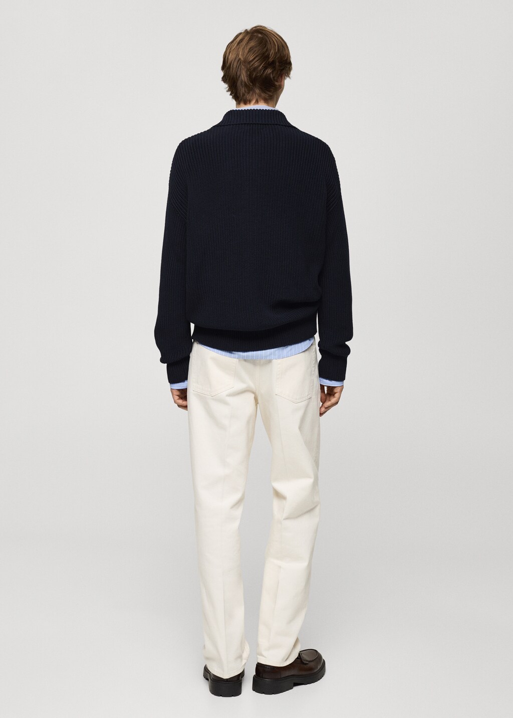 Chunky ribbed polo sweater - Light/Pastel Grey