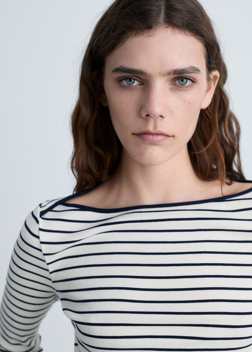 Striped boat-neck t-shirt - Dark Navy