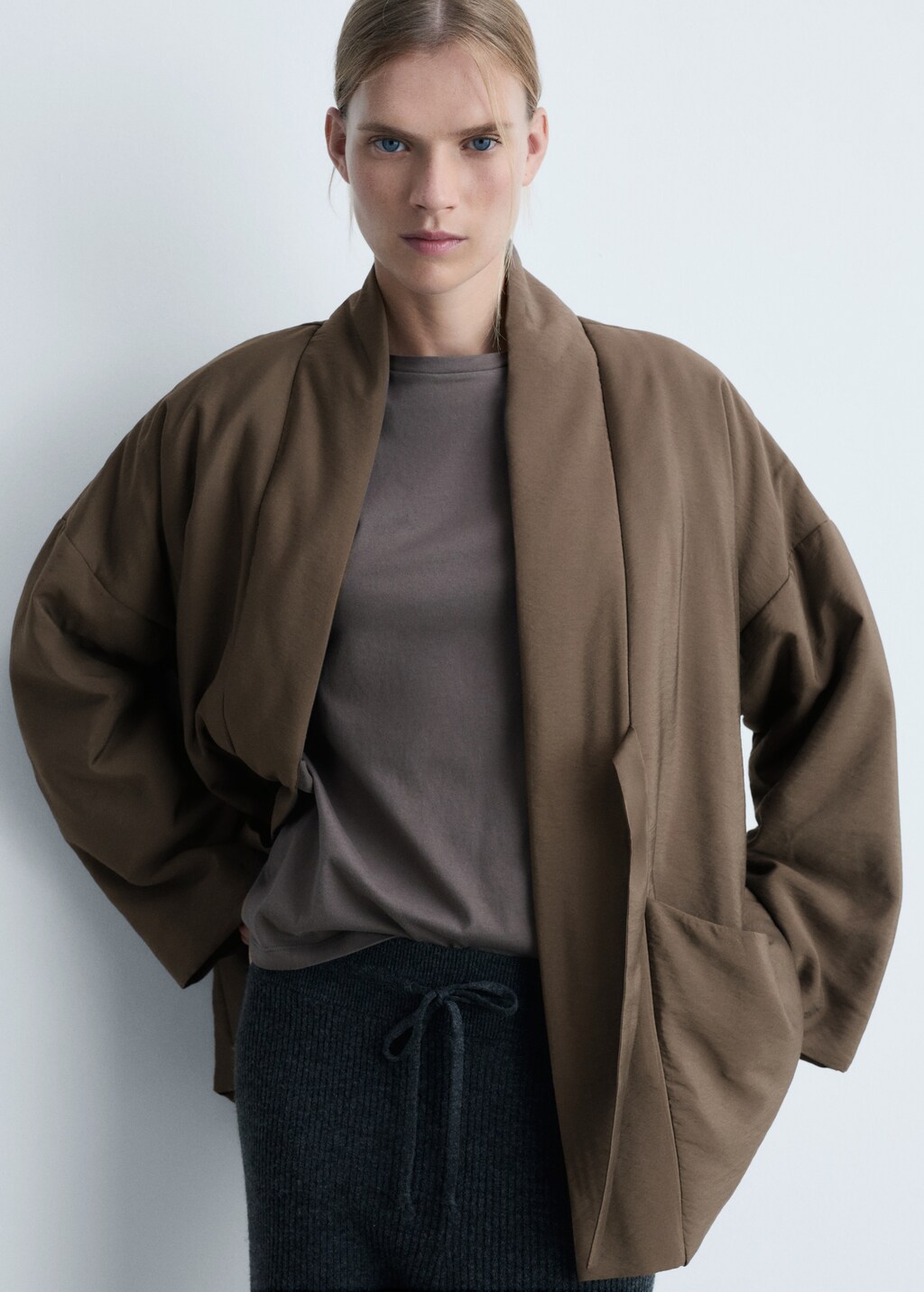 Padded robe with pockets - Brown