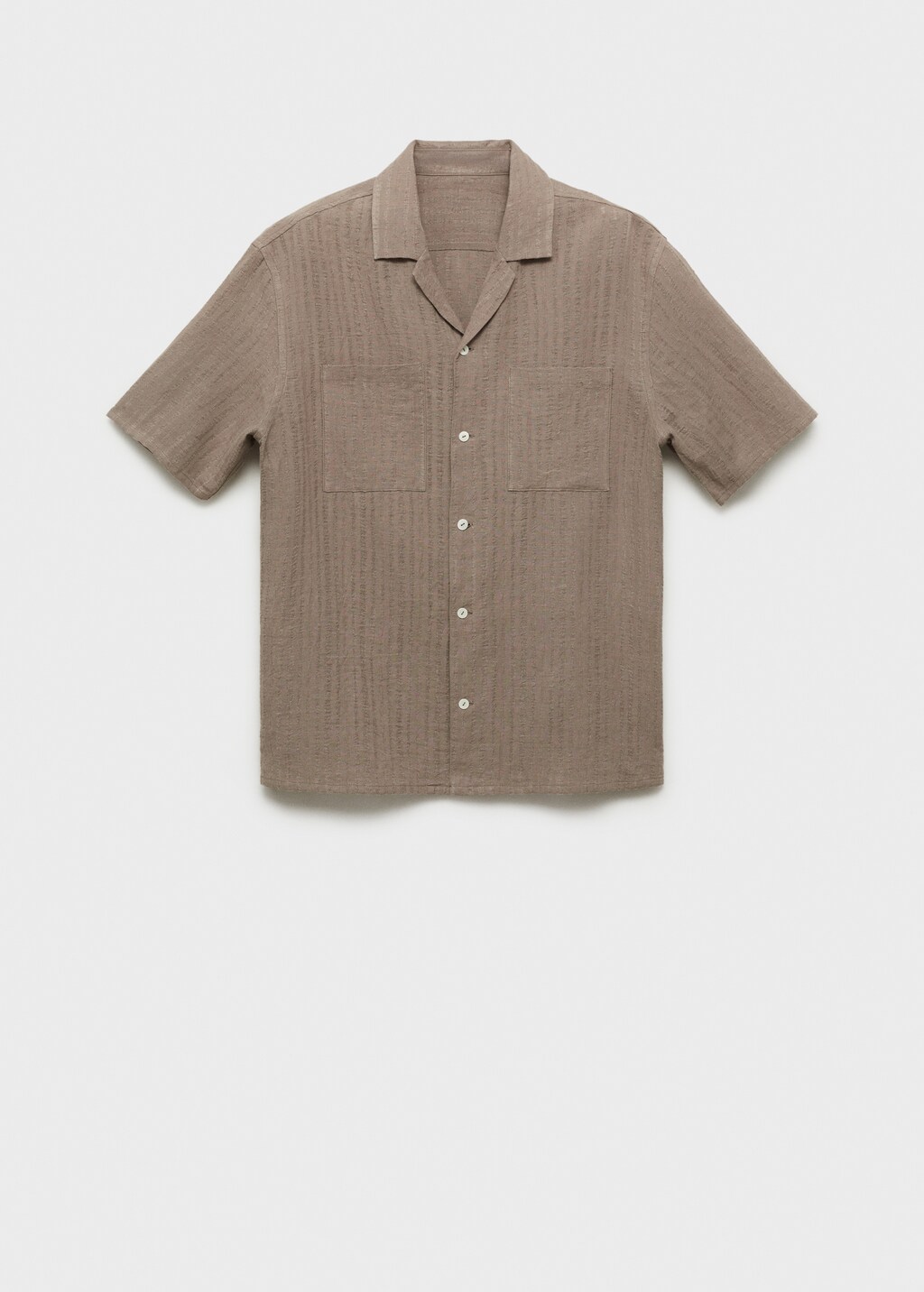 Cotton shirt with textured stripes - Khaki