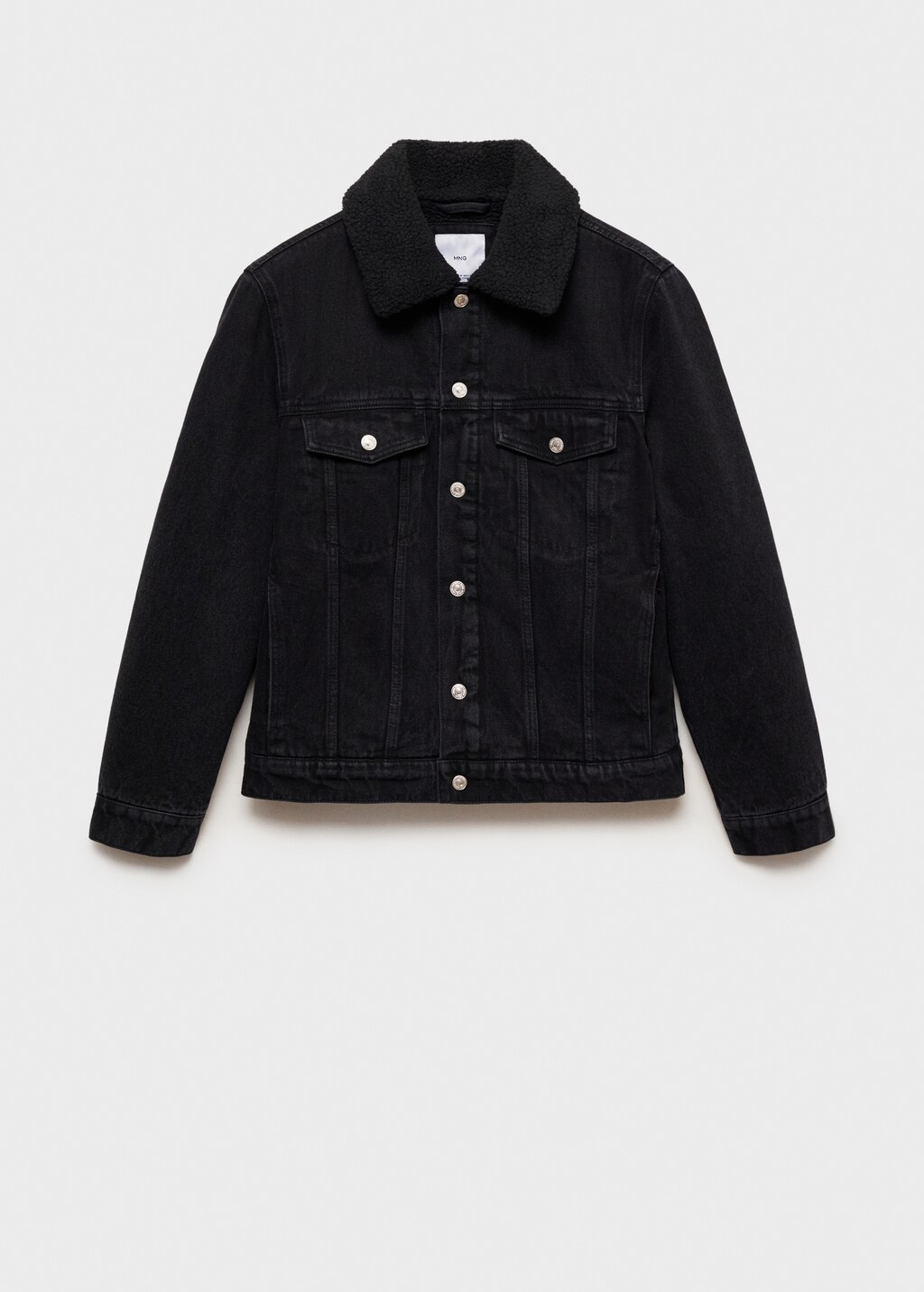 Denim jacket with fleece lining - Black denim