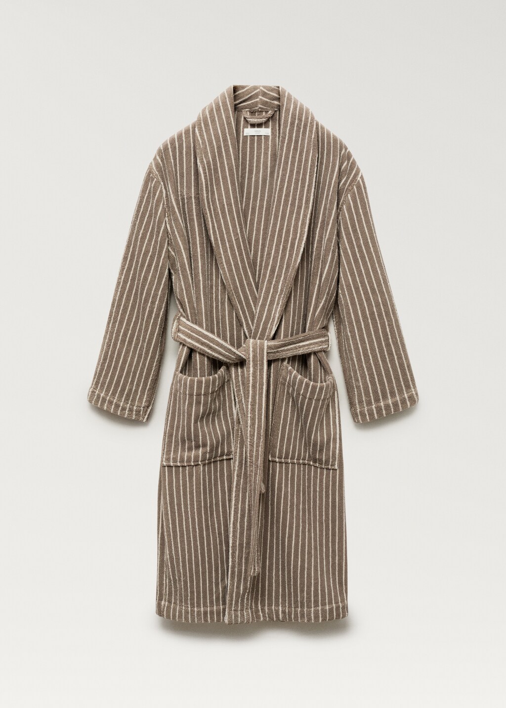 Two-tone striped bathrobe - Beige