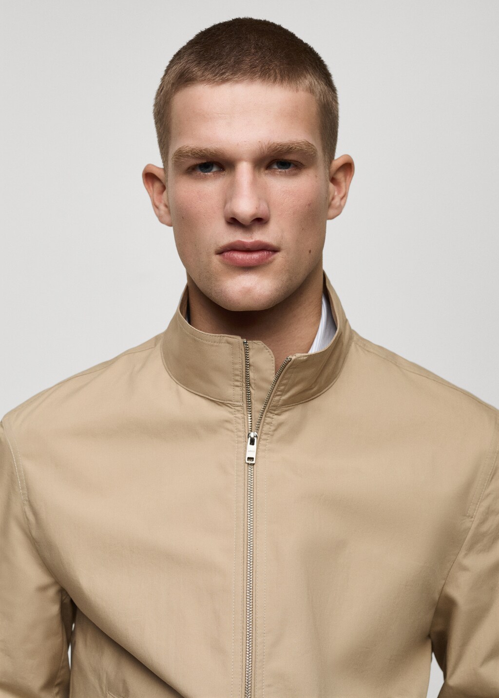Lightweight jacket with funnel neck - Beige