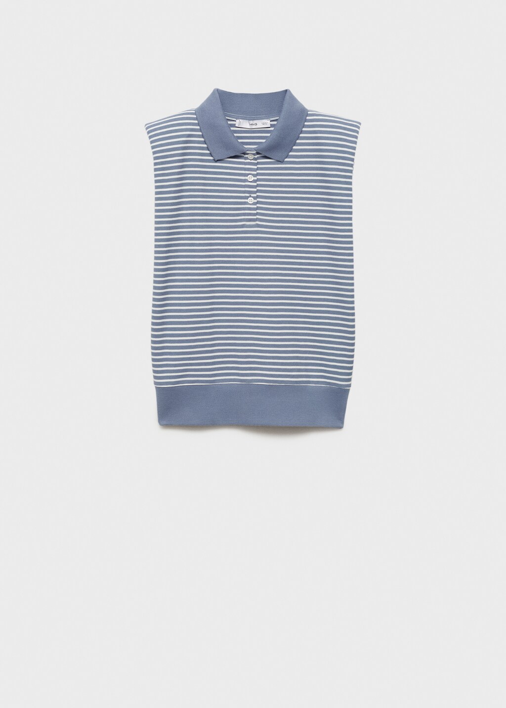 Striped cotton polo shirt - Petrol Blue