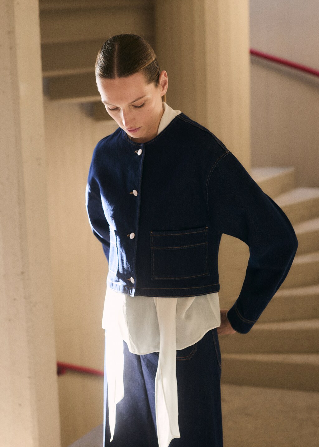 Rinse-wash denim jacket - Open Blue