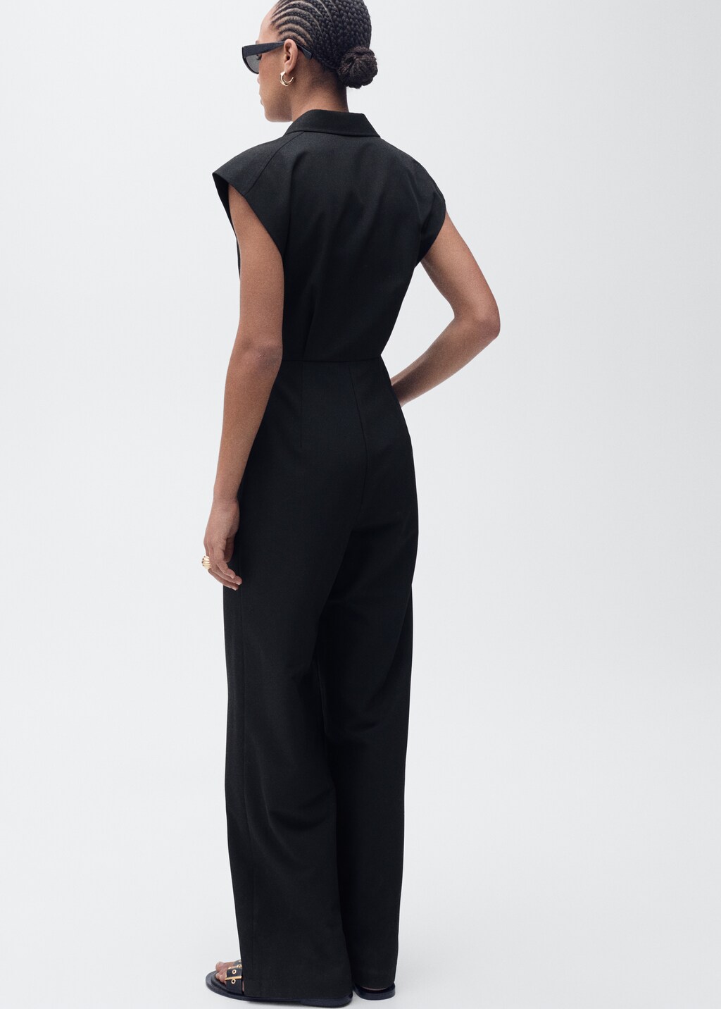 Straight-fit jumpsuit with belt - Black