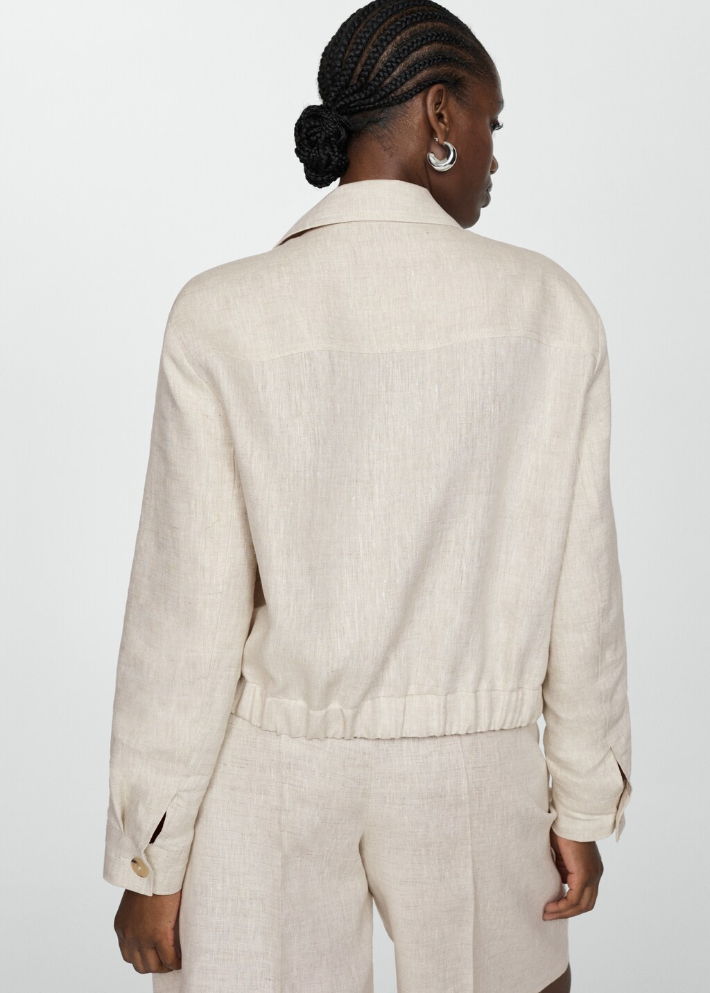100% linen jacket with zip - Light/Pastel Grey