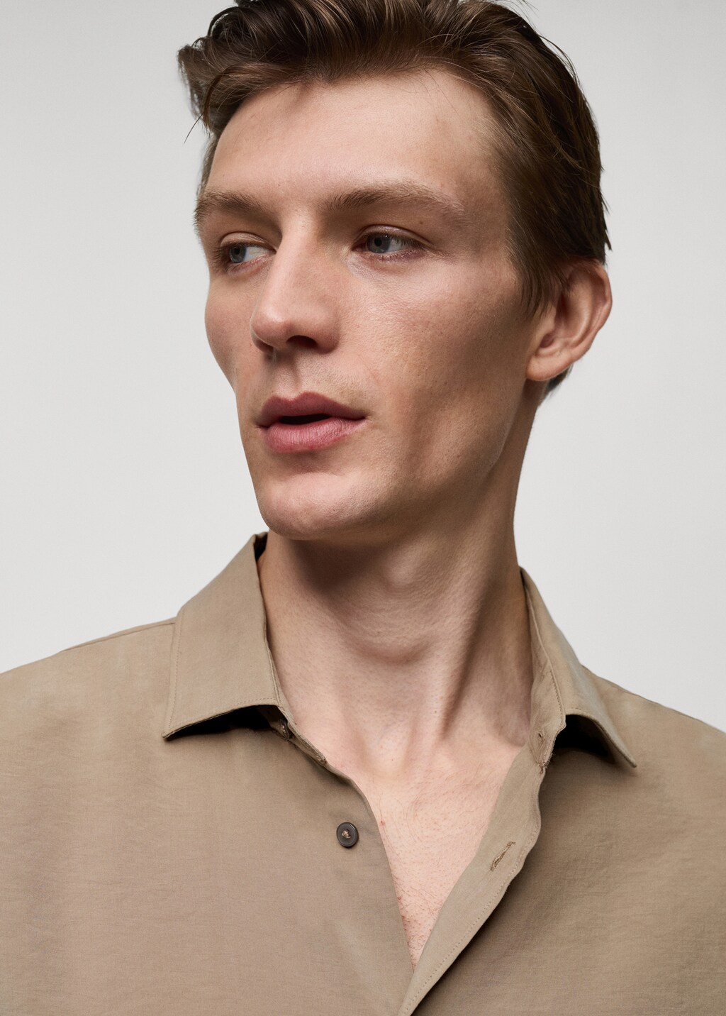 Regular fit tencel shirt - Medium Brown