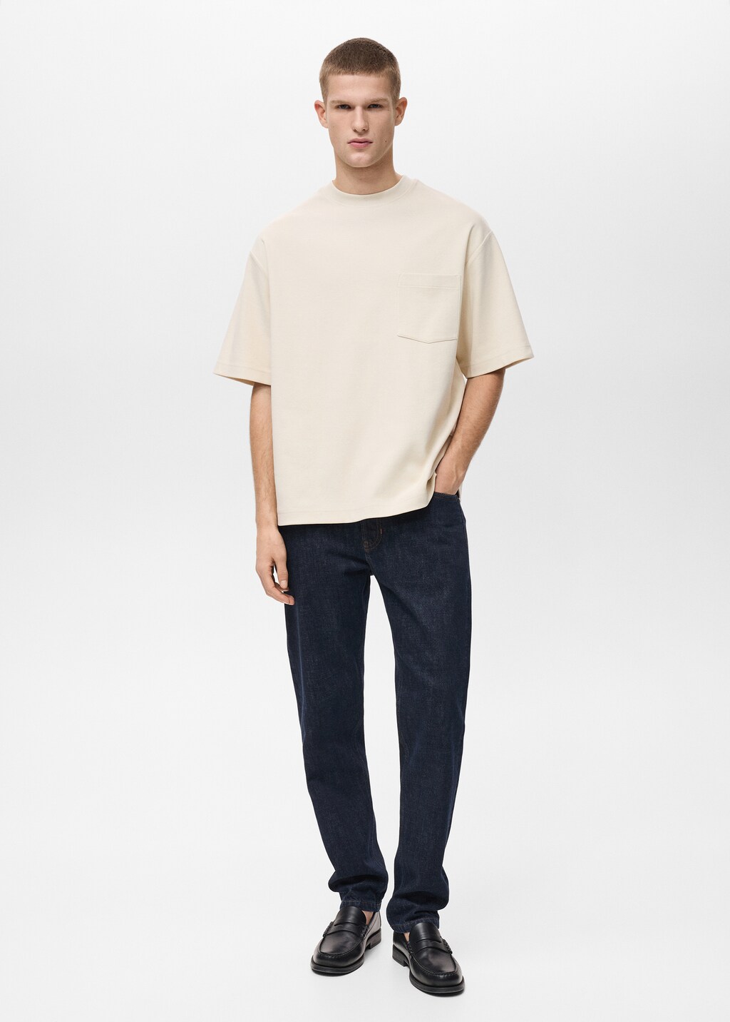 Oversize cotton pocket T-shirt - Dark Navy