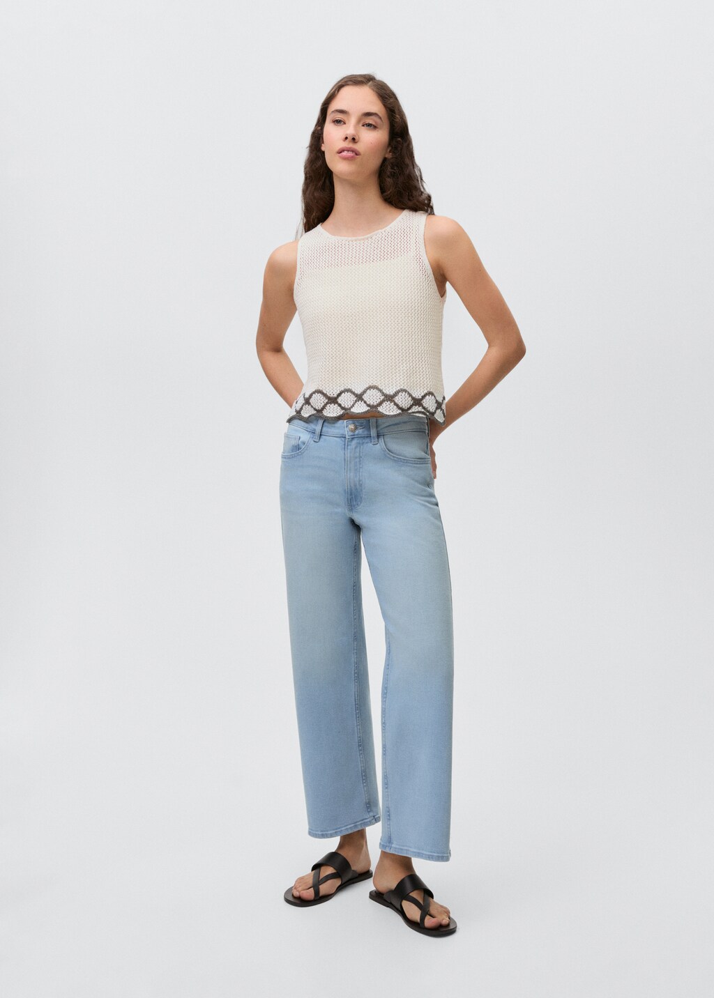 Knitted top with contrast details - Off White