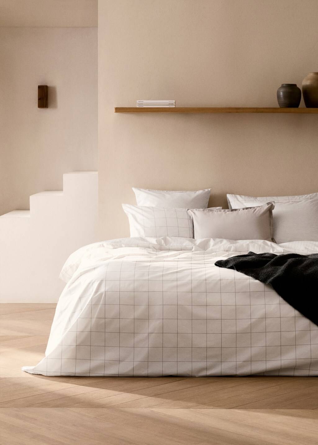 Reversible cotton percale duvet cover for 180/200 cm bed - Medium Brown