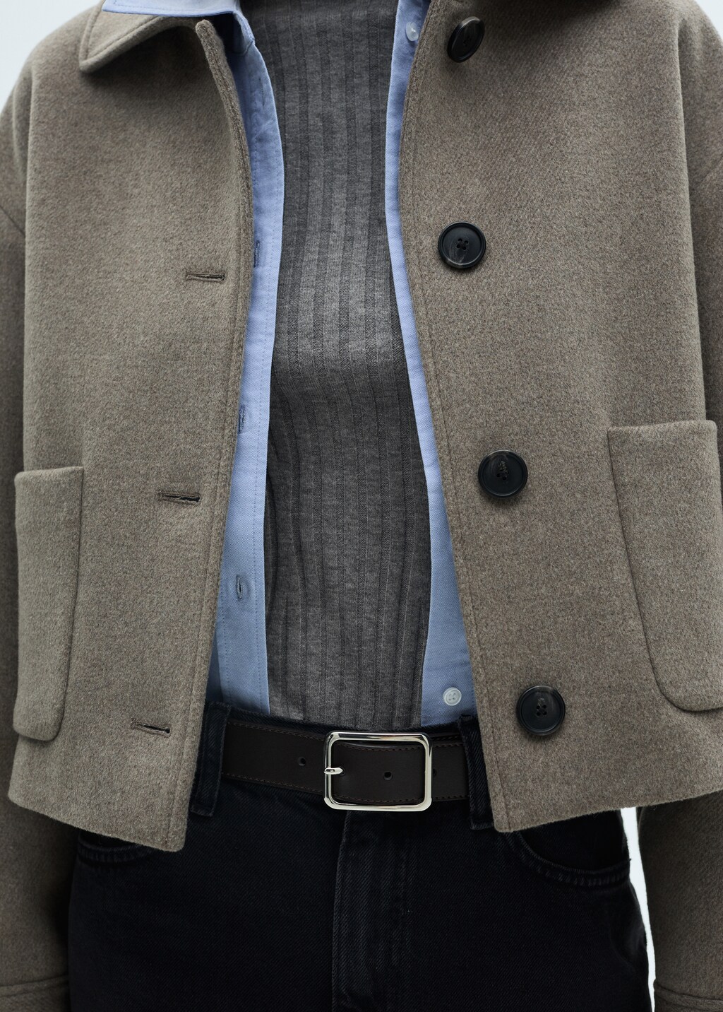 Ribbed sweater with perkins neck - Dark Navy