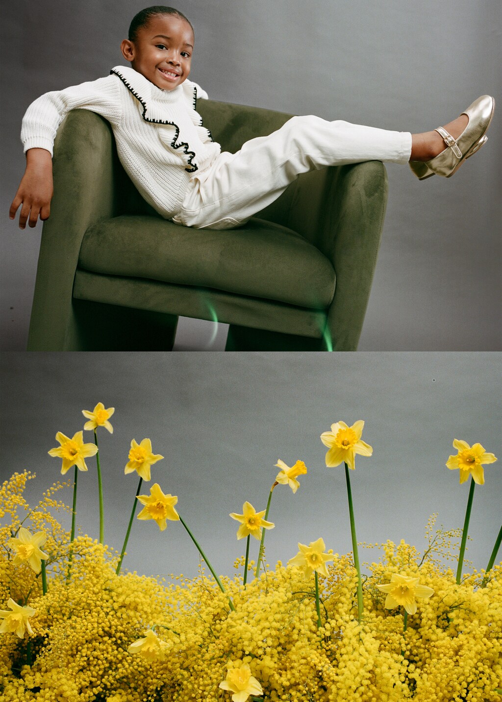 Contrast knit sweater - Ecru