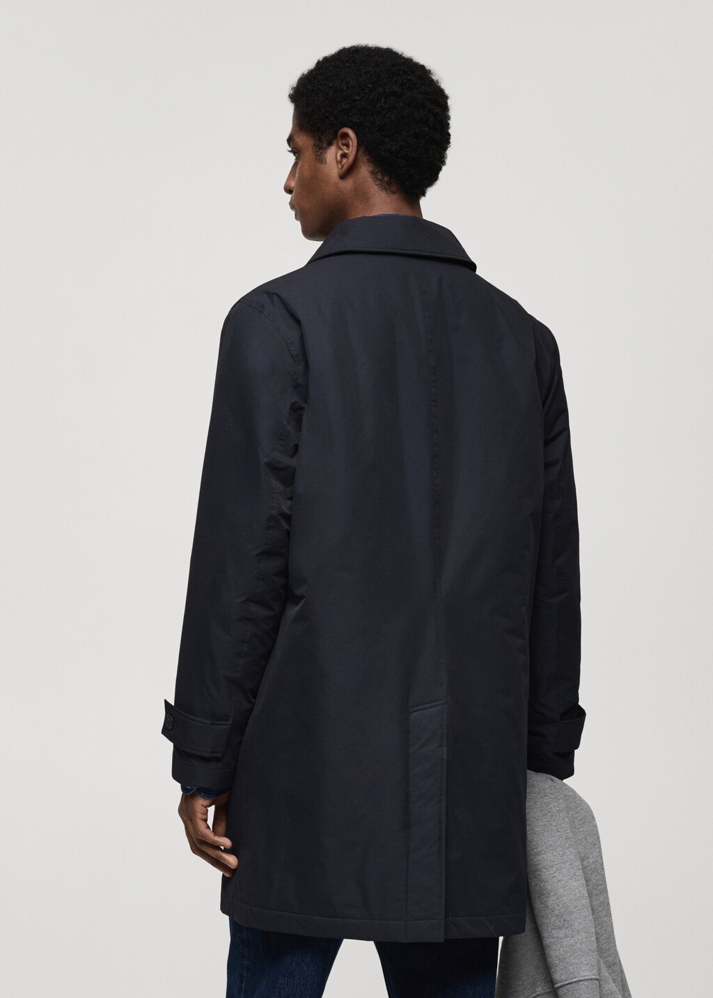Quilted water-repellent trench coat - Dark Navy