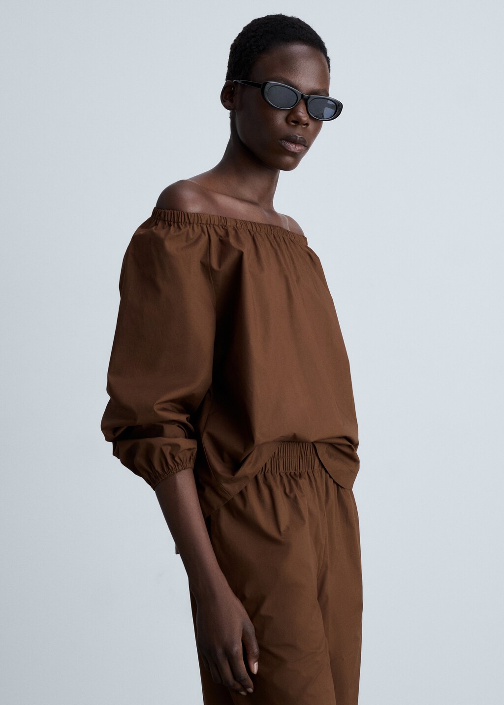 Cotton culotte trousers - Brown