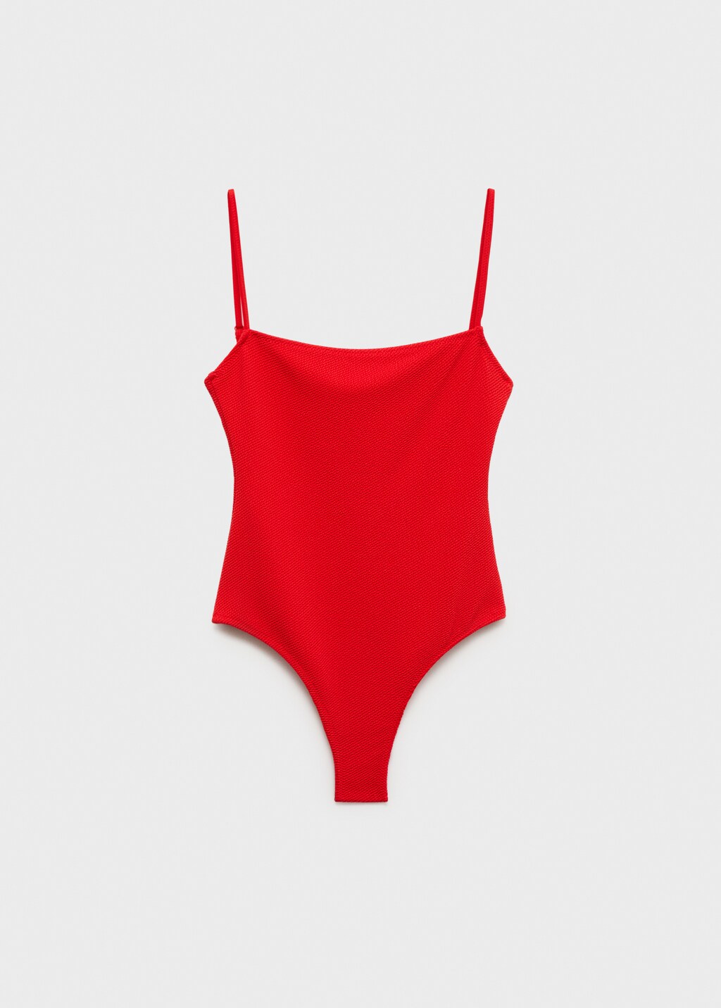 Ribbed knit straps swimsuit - Red