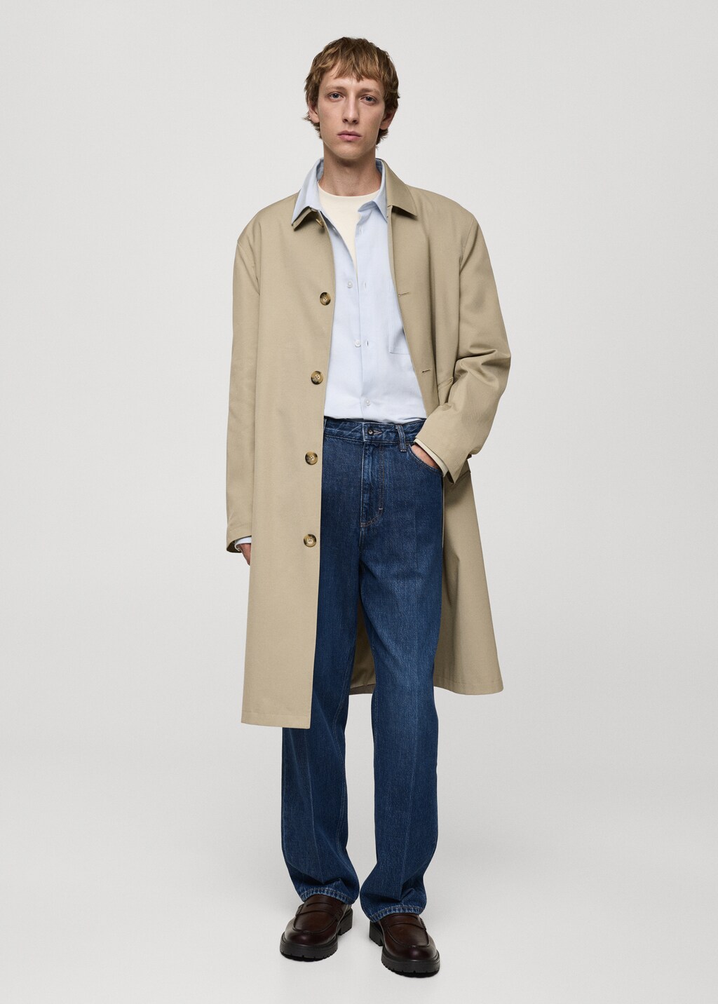 Relaxed-fit water-repellent trench coat - Beige