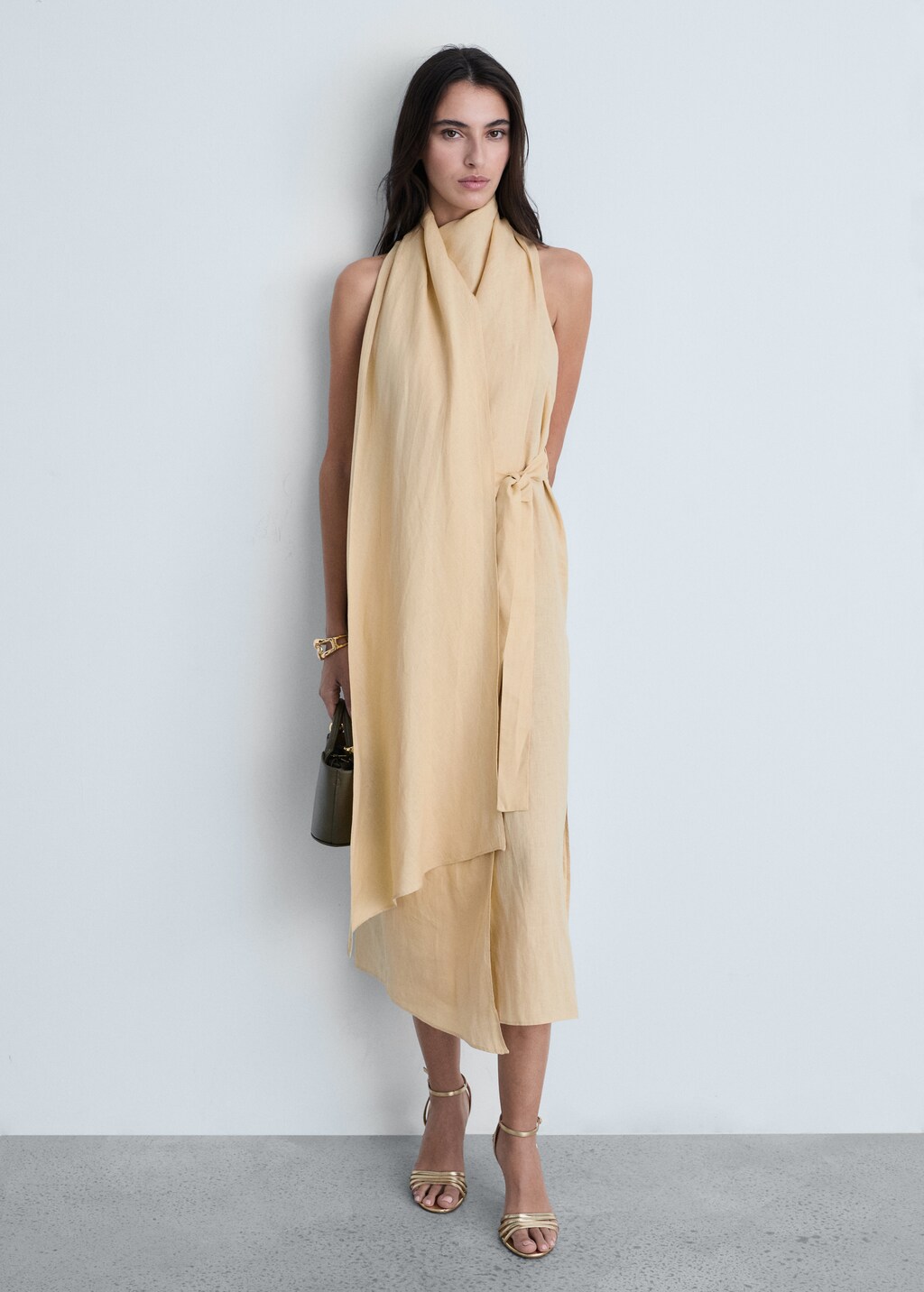Belt linen dress - Sand
