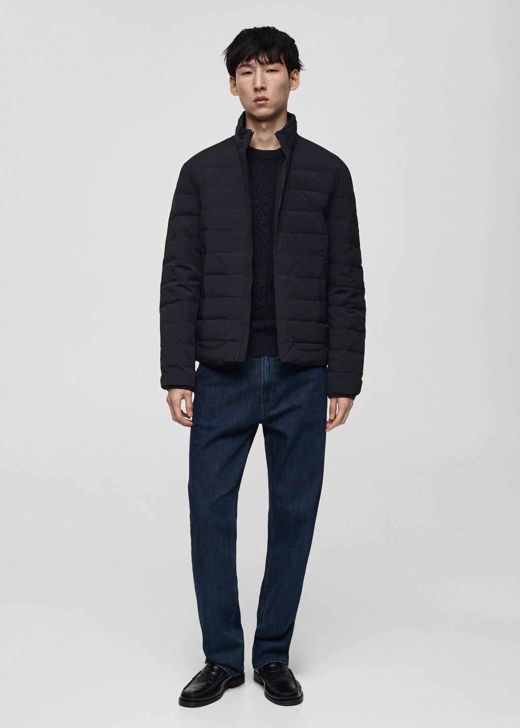 Quilted jacket with down and feather filling - Medium Brown