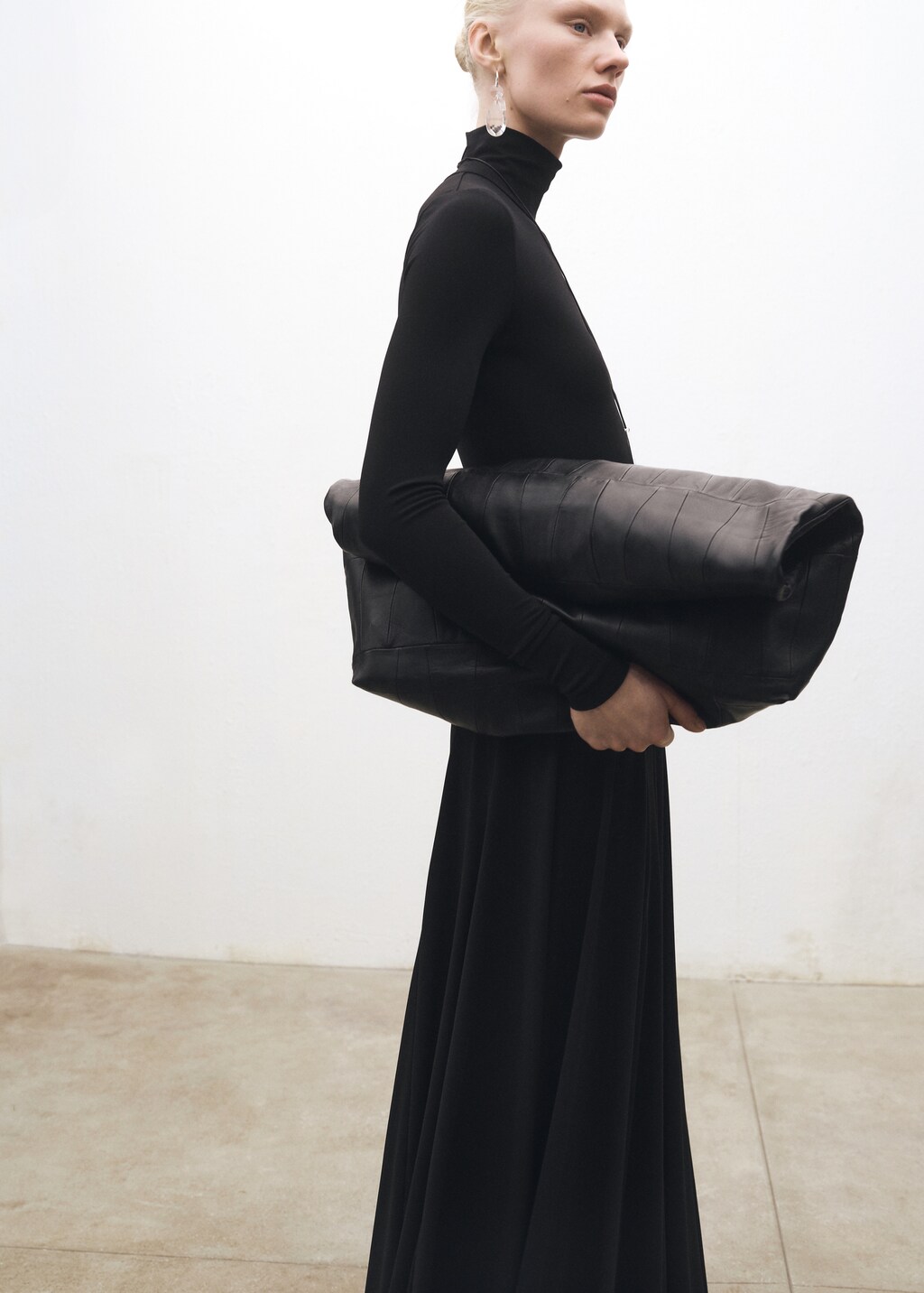 Patchwork leather shopper bag - Black