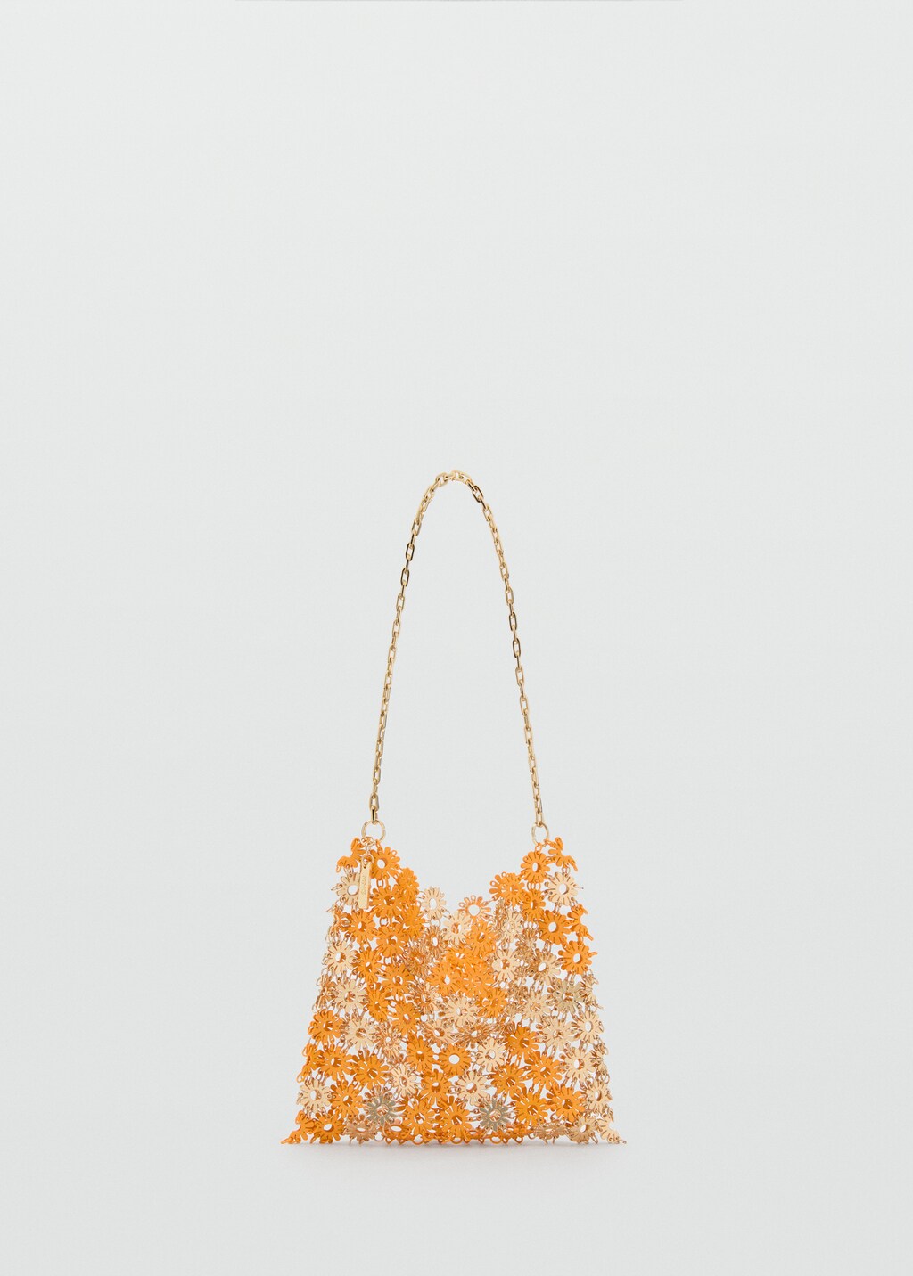 Shoulder bag with metallic flower - Orange