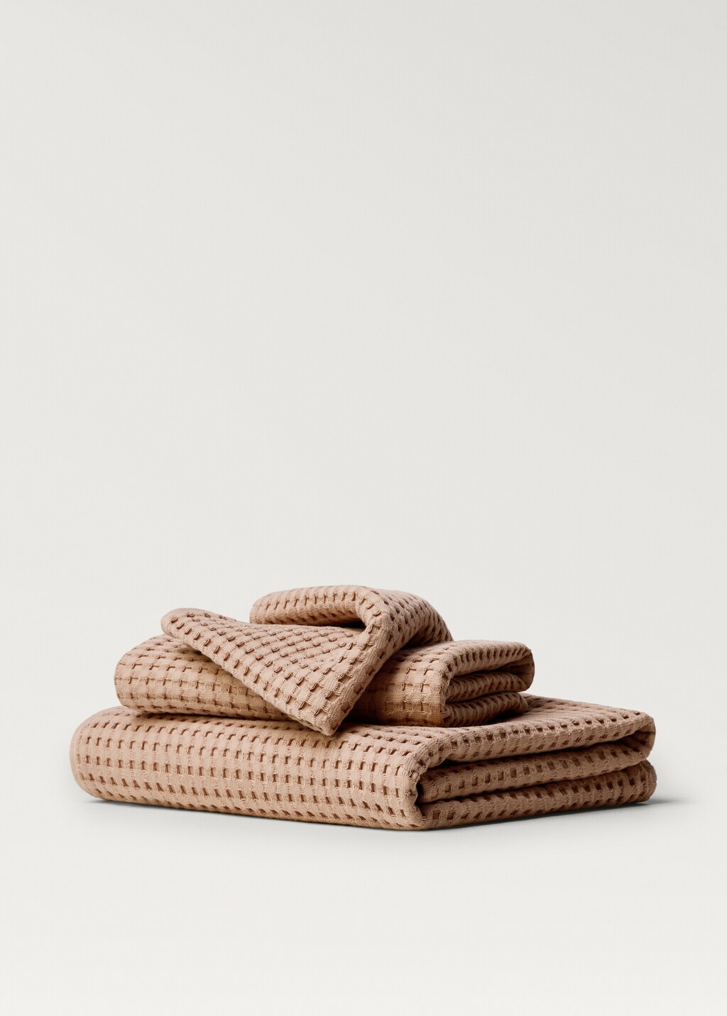 Washed cotton waffle guest towel - Green