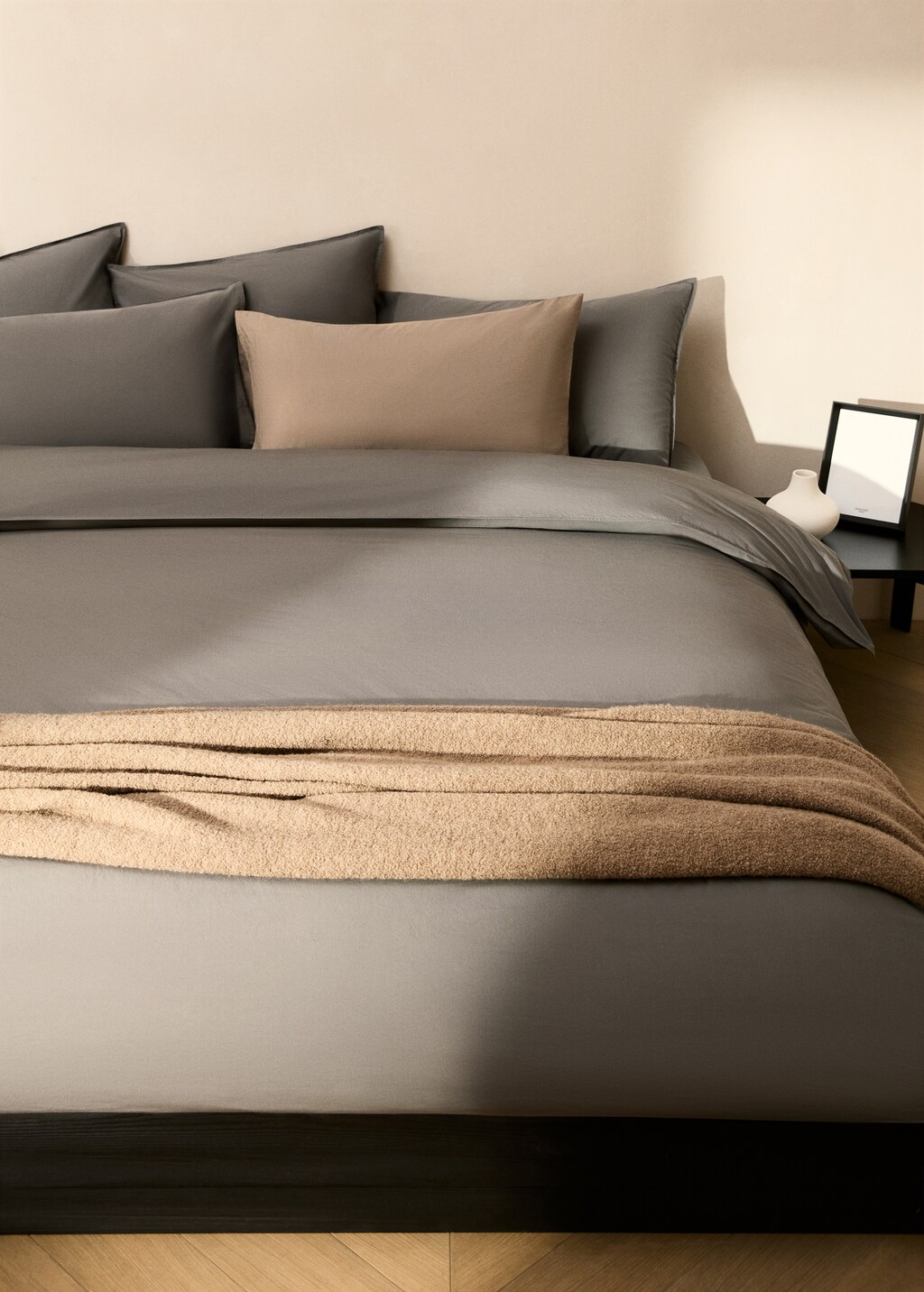 Cotton poplin double-stitched children's duvet cover for 90 cm bed - Caramel