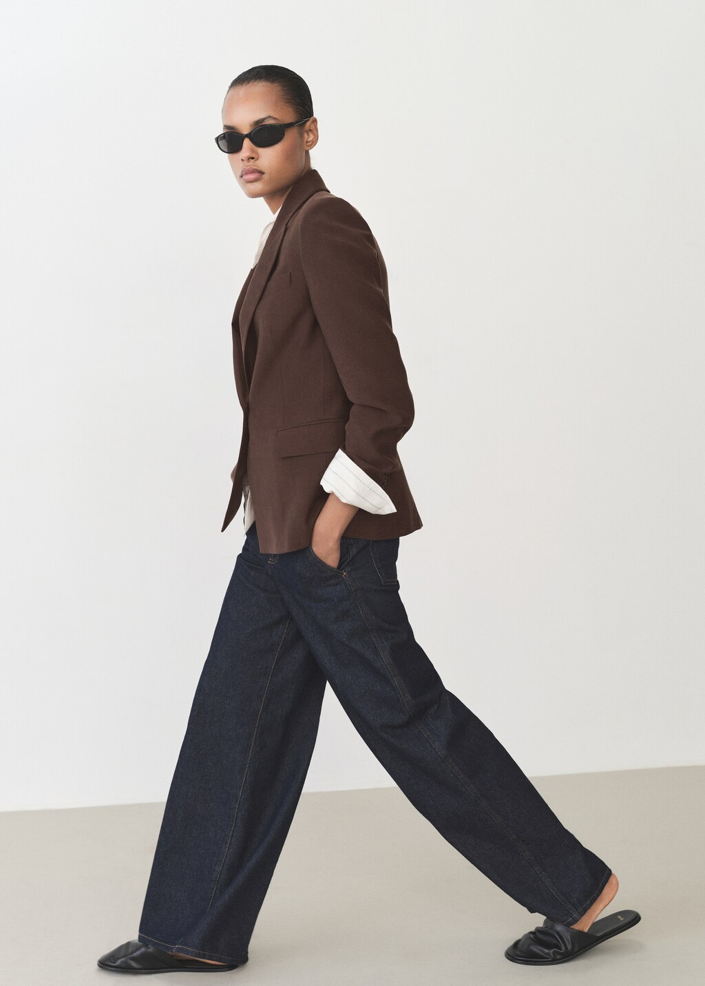 Fitted lyocell jacket - Brown