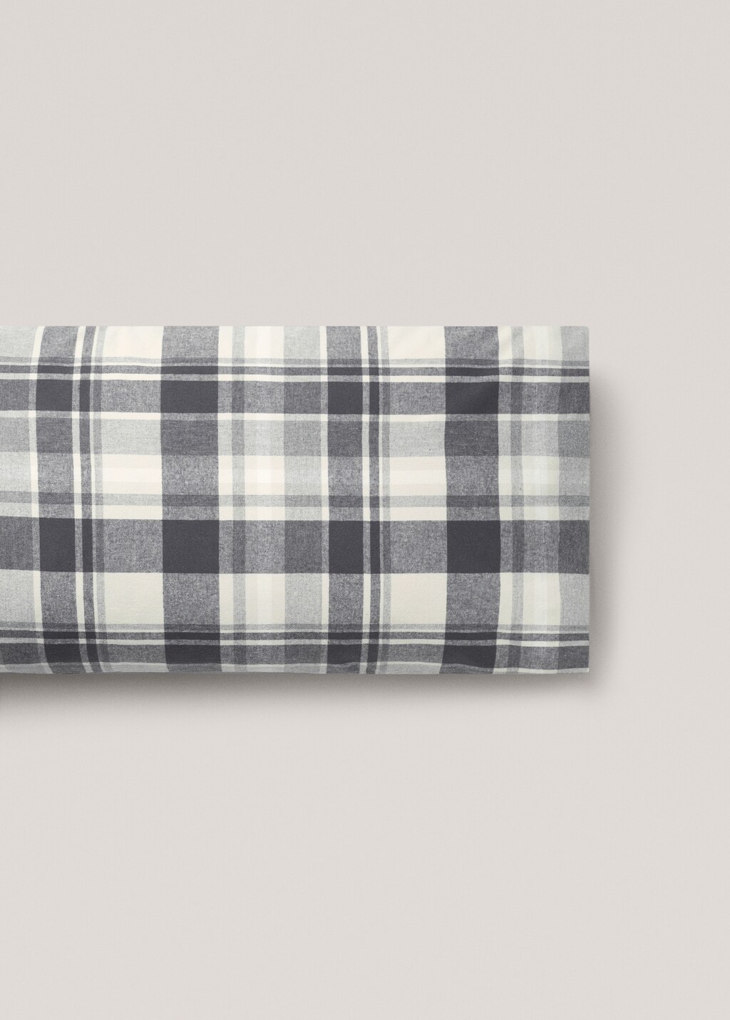 Pillow cover 100% cotton flannel checkered 45x110cm - Grey