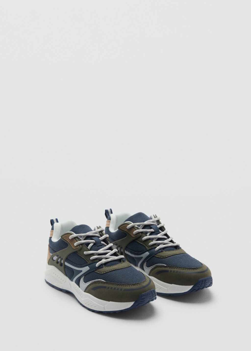 Lace-up mixed sneakers - Blue