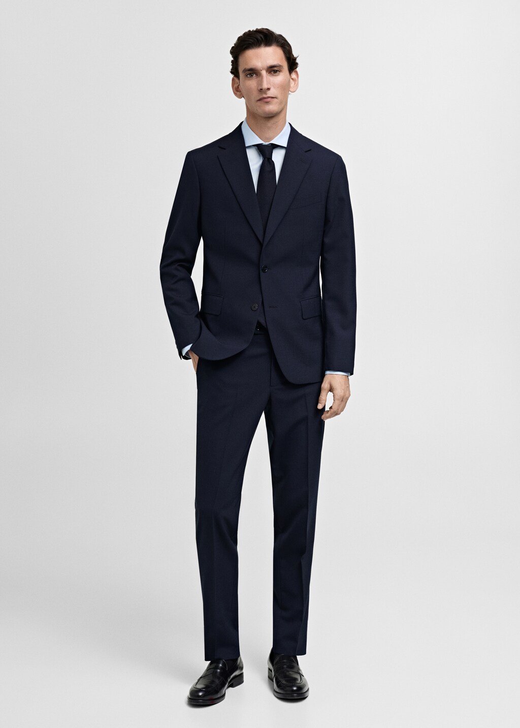 Slim-fit cotton poplin suit shirt - White