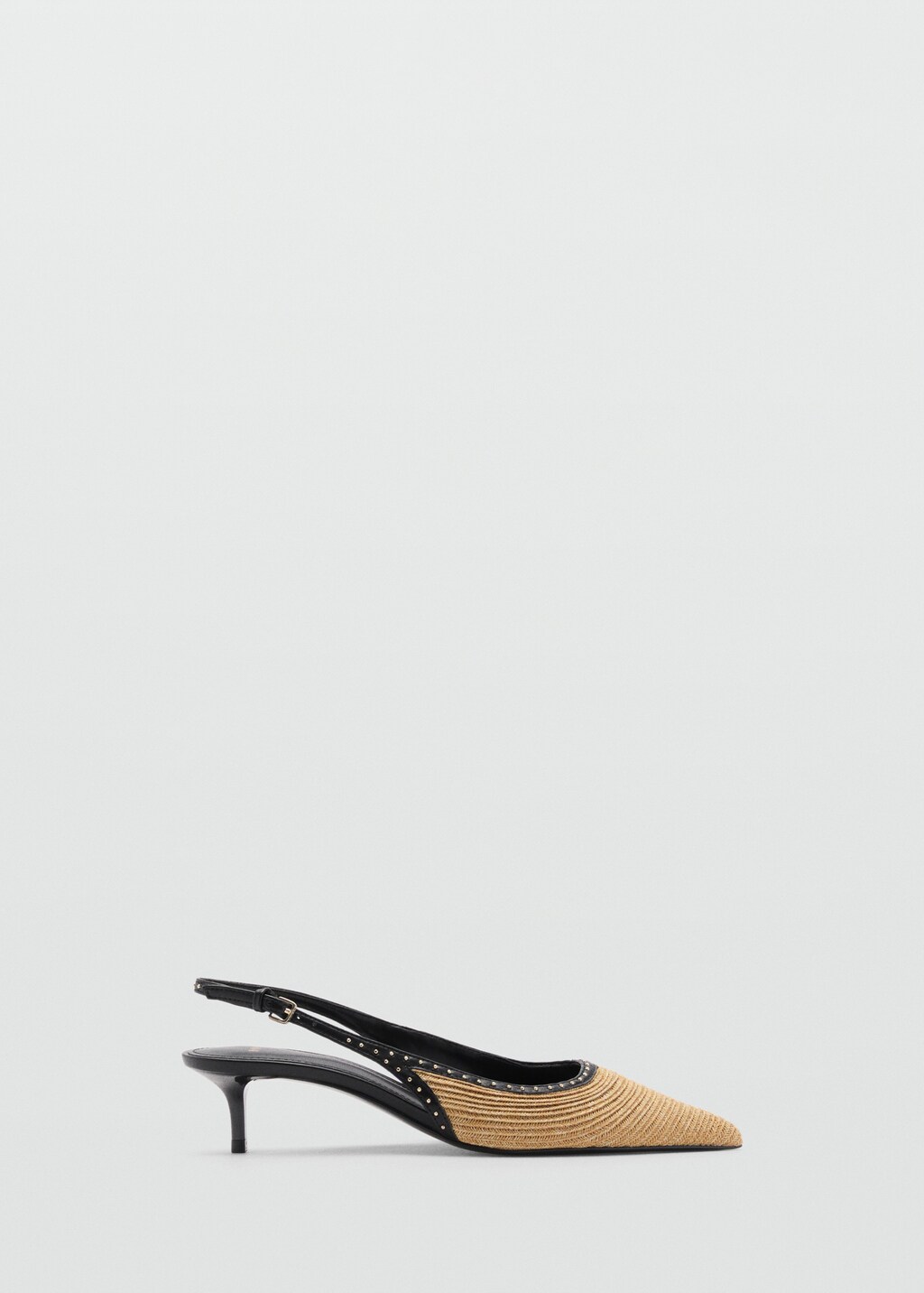 Natural fibre kitten-heel shoes - Black