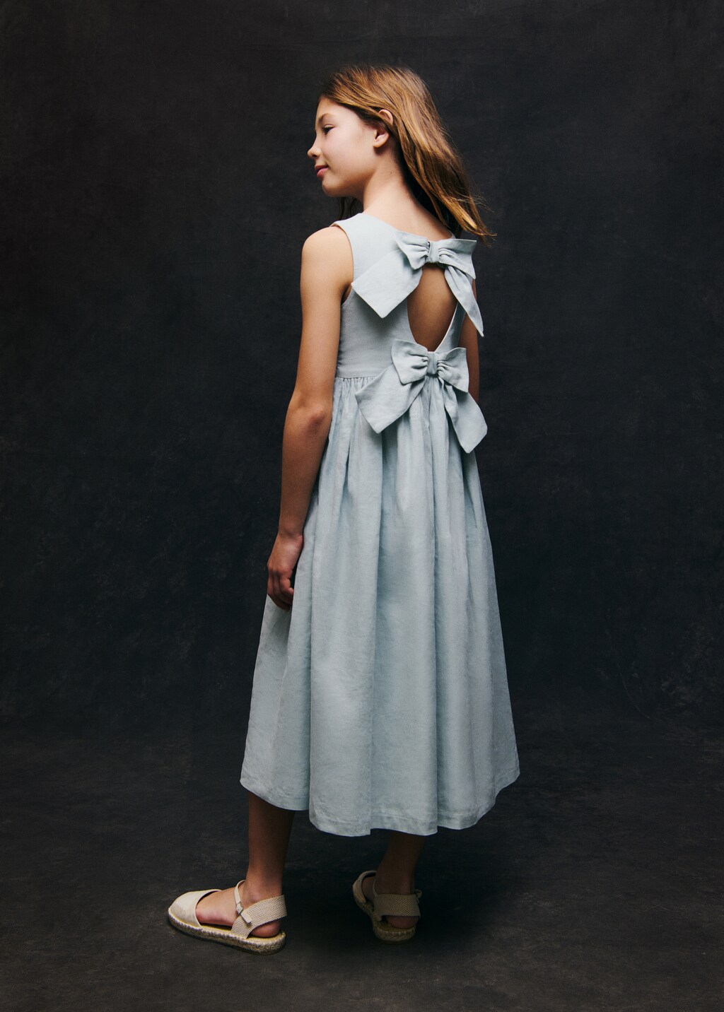 Bow linen dress - Blue