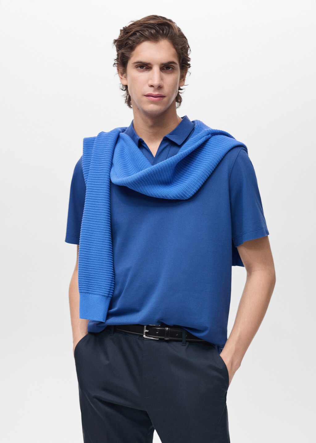 Slim-fit cotton-piqué polo shirt - Chocolate