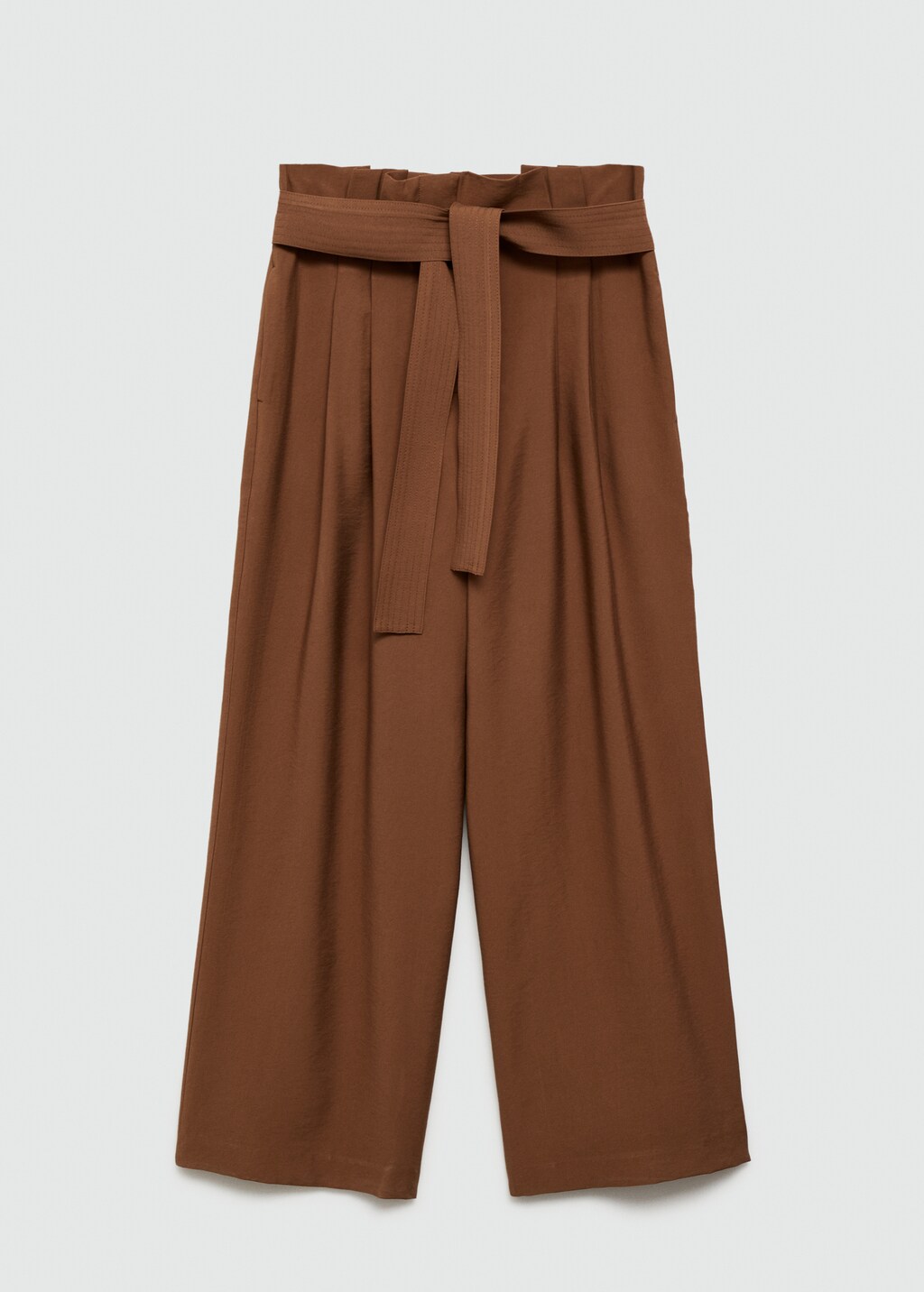 Belt straight-fit trousers - Tobacco Brown