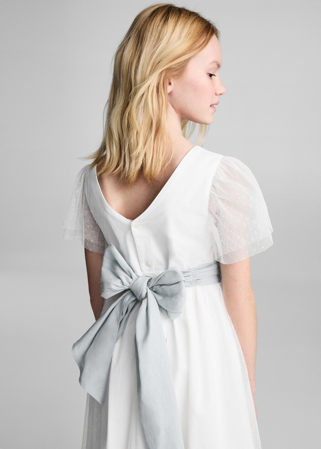 Bow Plumeti dress - White