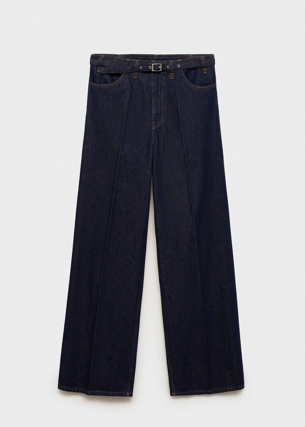 Rinse-wash wideleg jeans with belt - Open Blue