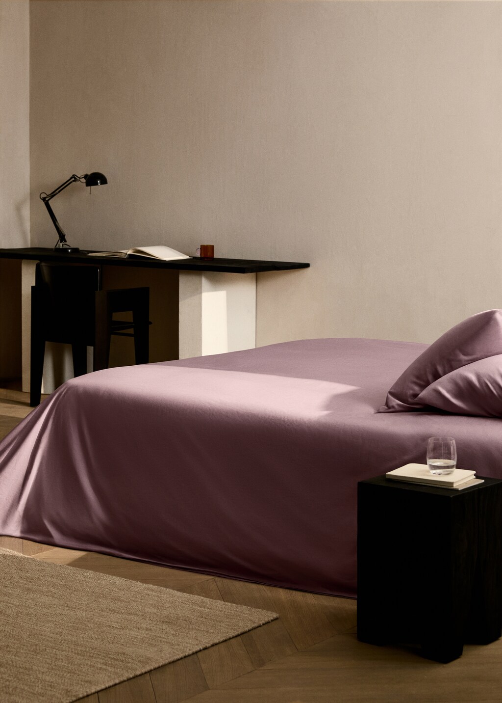 Cotton percale duvet cover with linen trim for 135/140 cm bed - Aqua Green