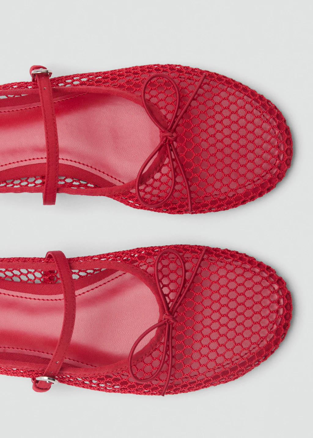 Mesh ballerina flats with buckle strap - Black