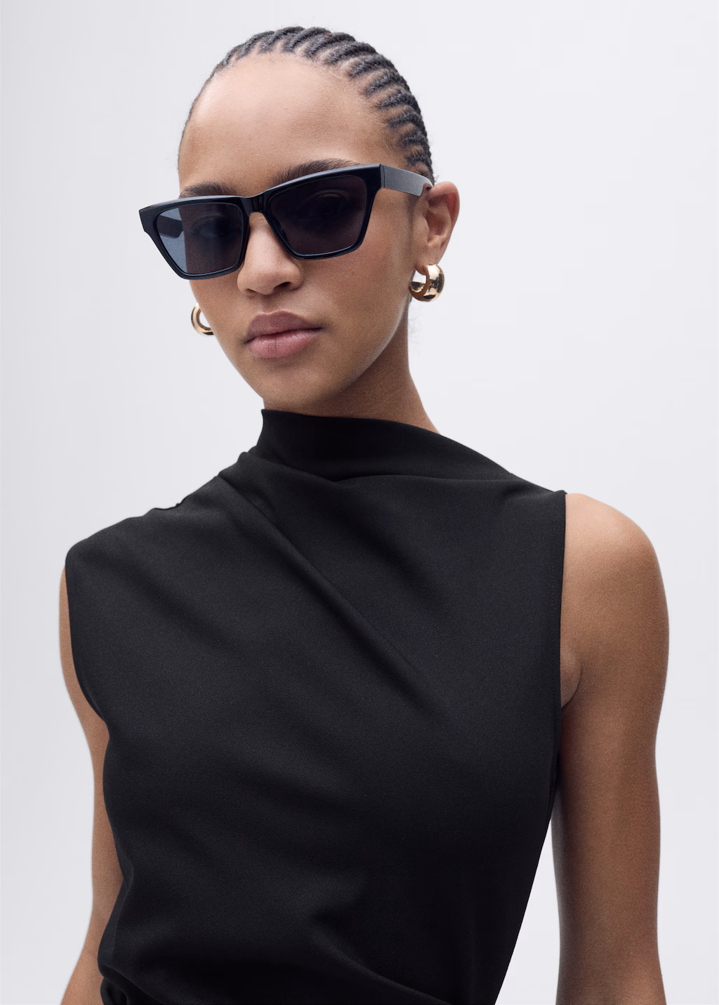 Draped midi-dress - Black