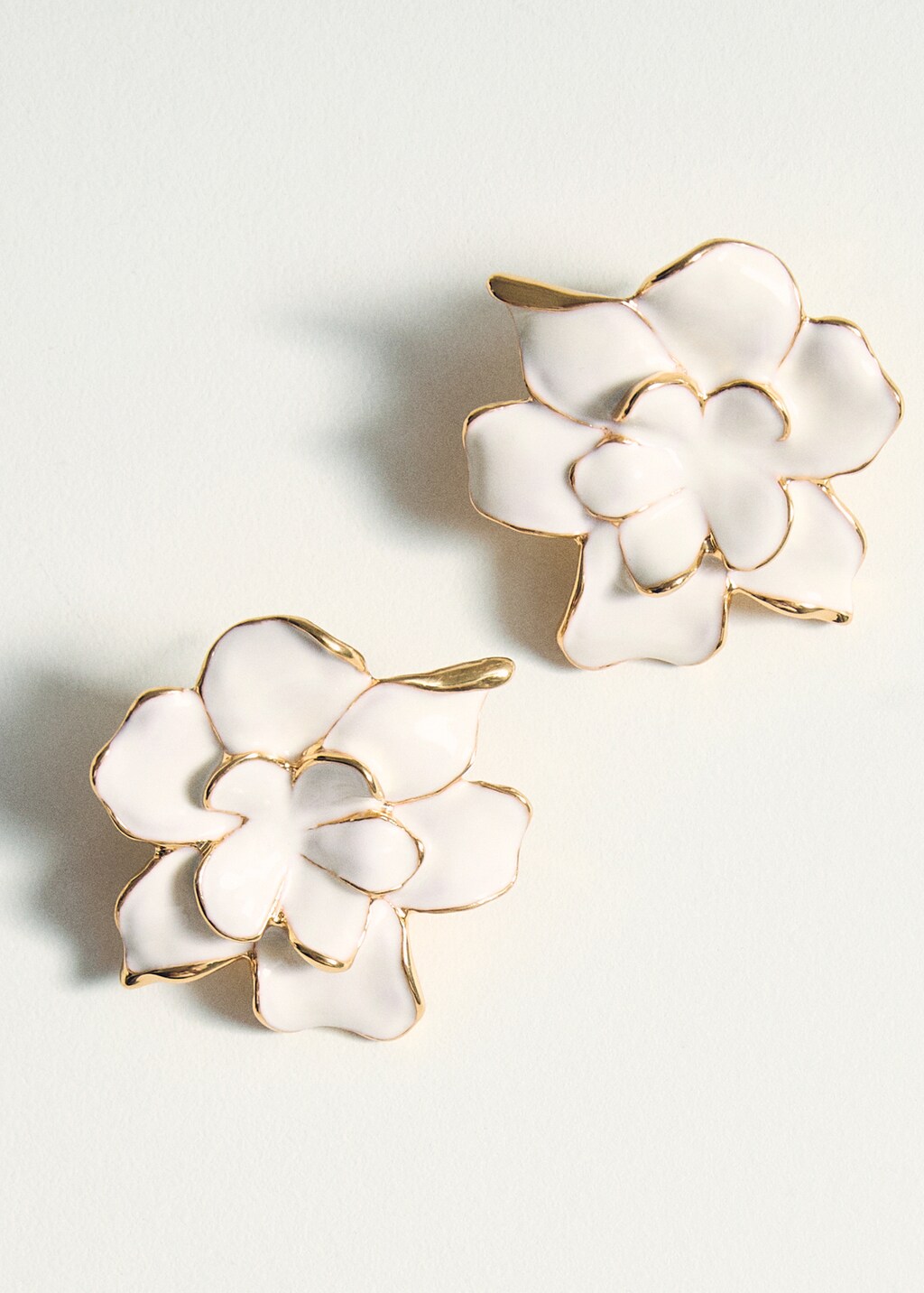 Double-flower earrings - Beige