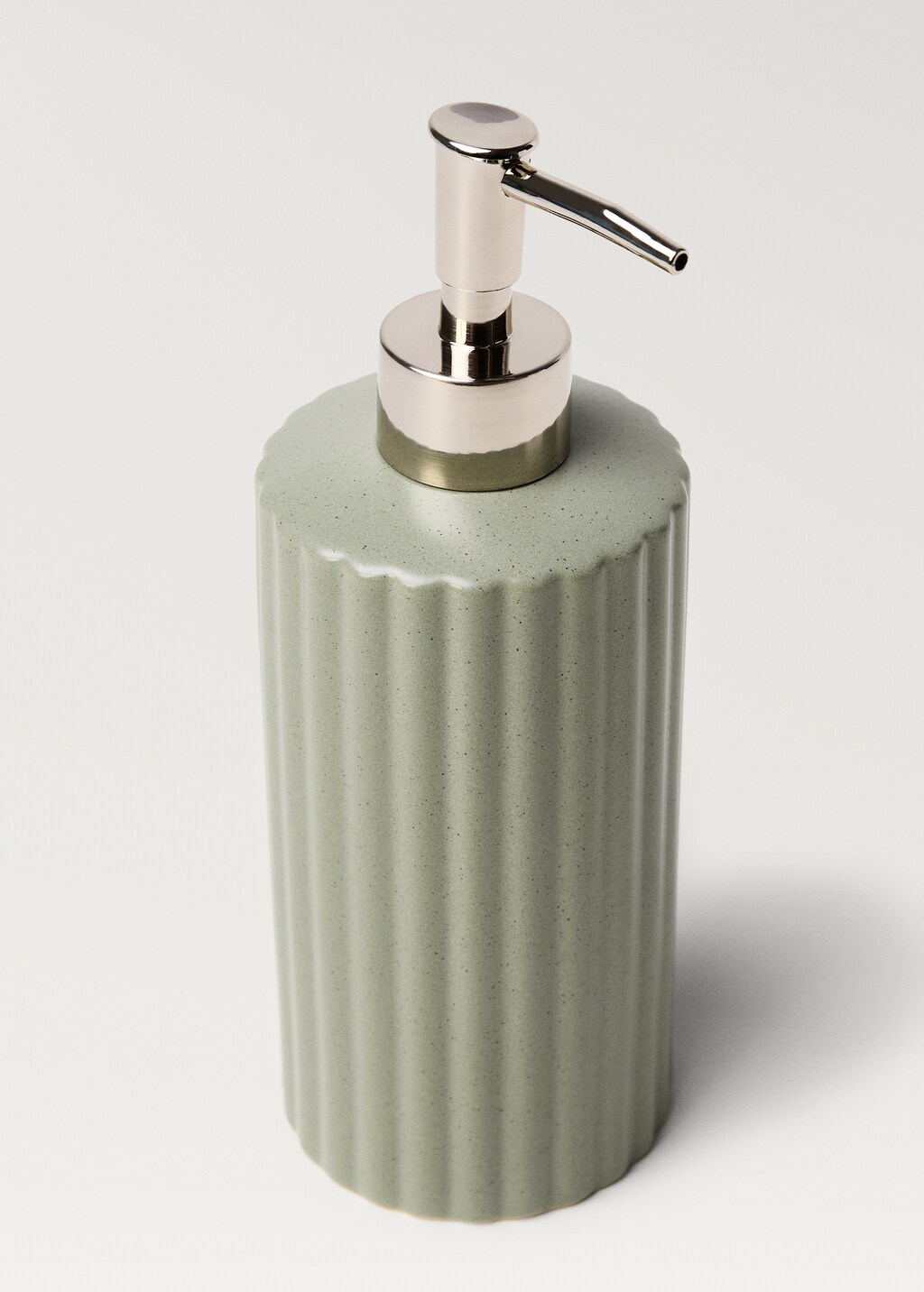 Striped stoneware soap dispenser - Grey