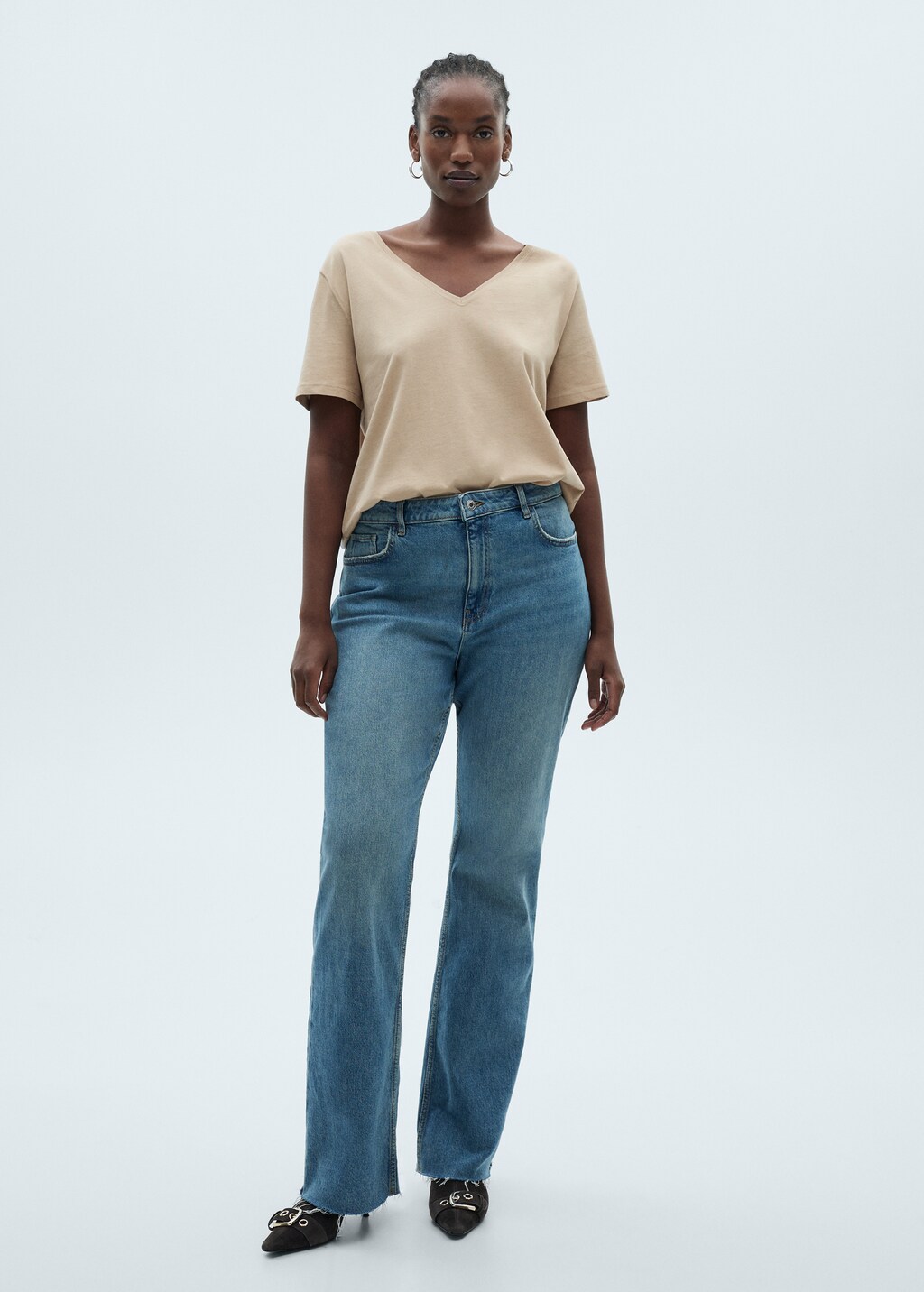 V-neck cotton T-shirt - White