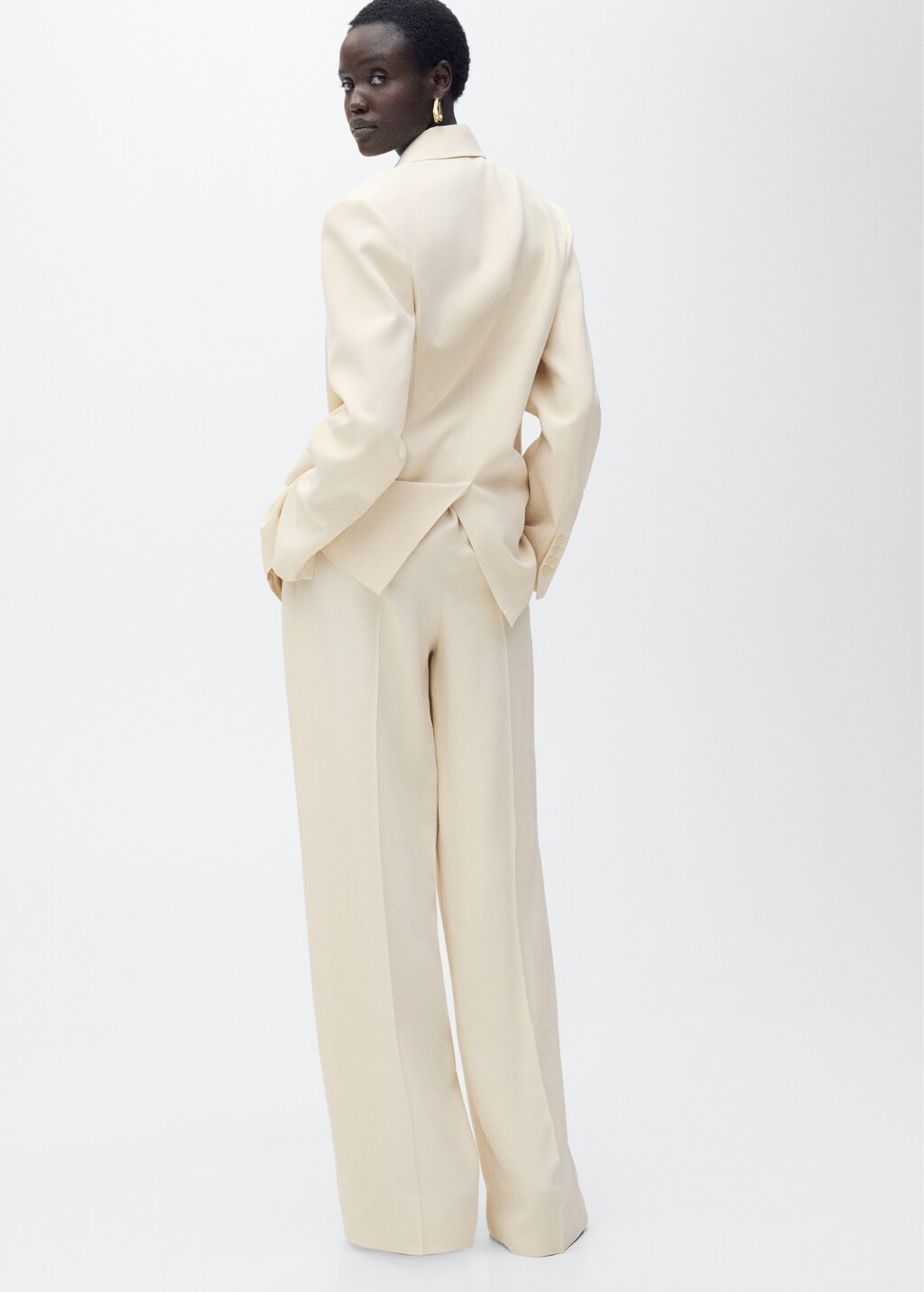 Pleated wideleg suit trousers - Vanilla
