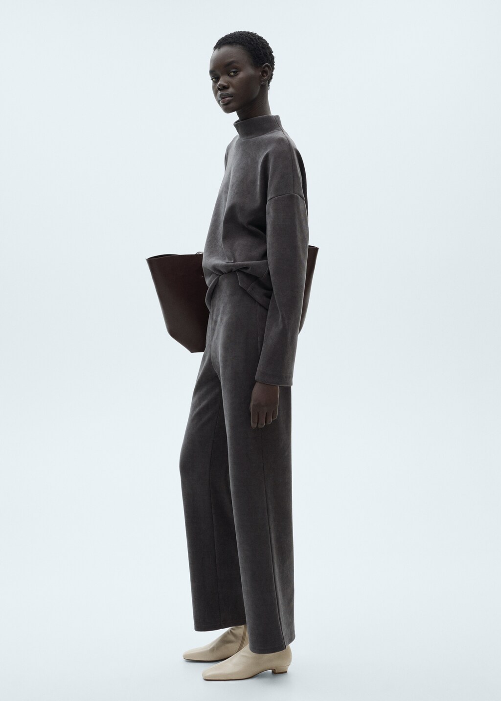 Corduroy straight trousers - Ecru