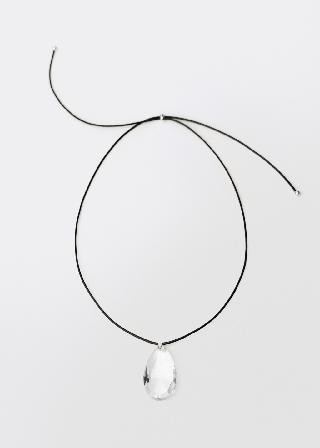 Crystal pendant leather necklace - White