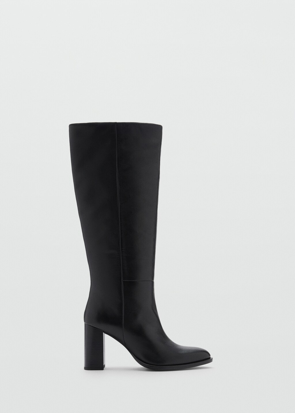High heel leather boot - Black