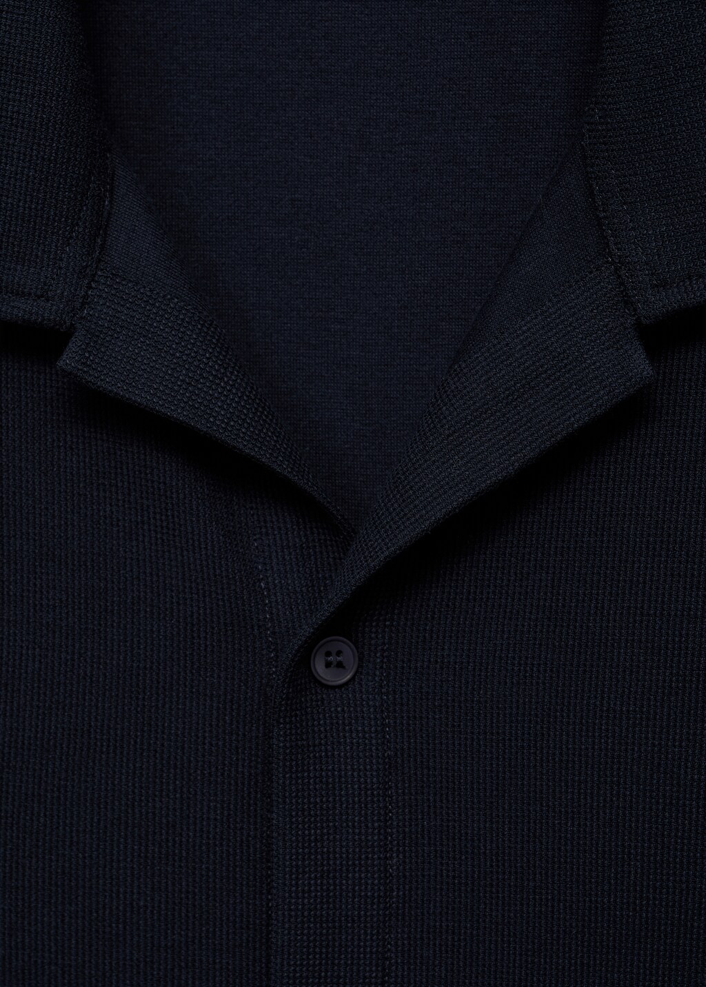 Structured knitted polo shirt - Dark Navy