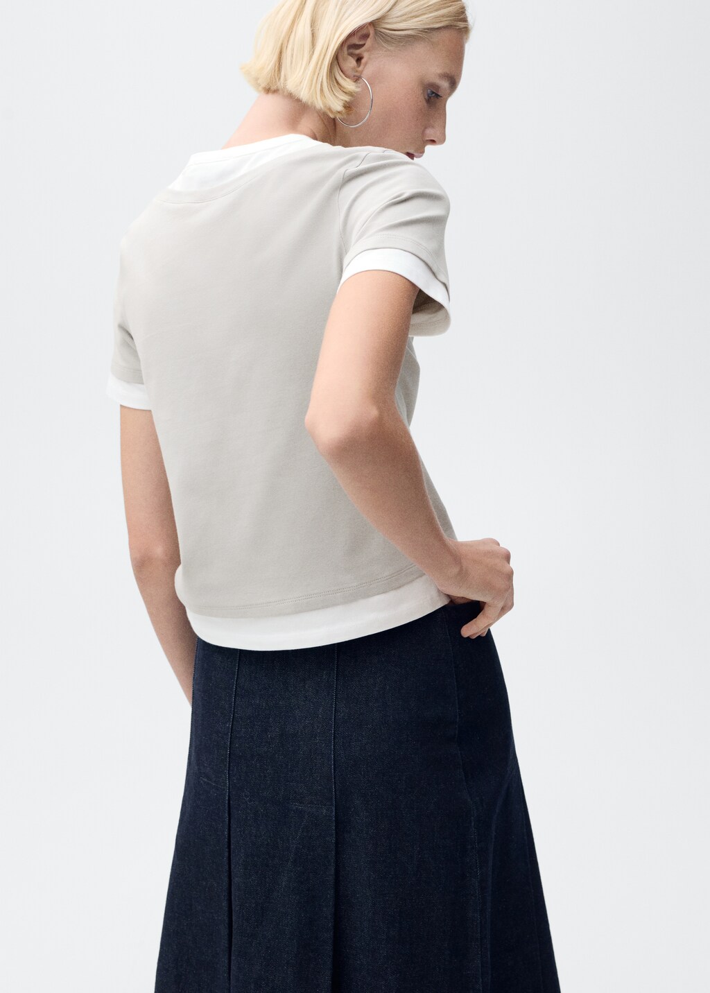 Contrasting cotton-blend T-shirt - Grey