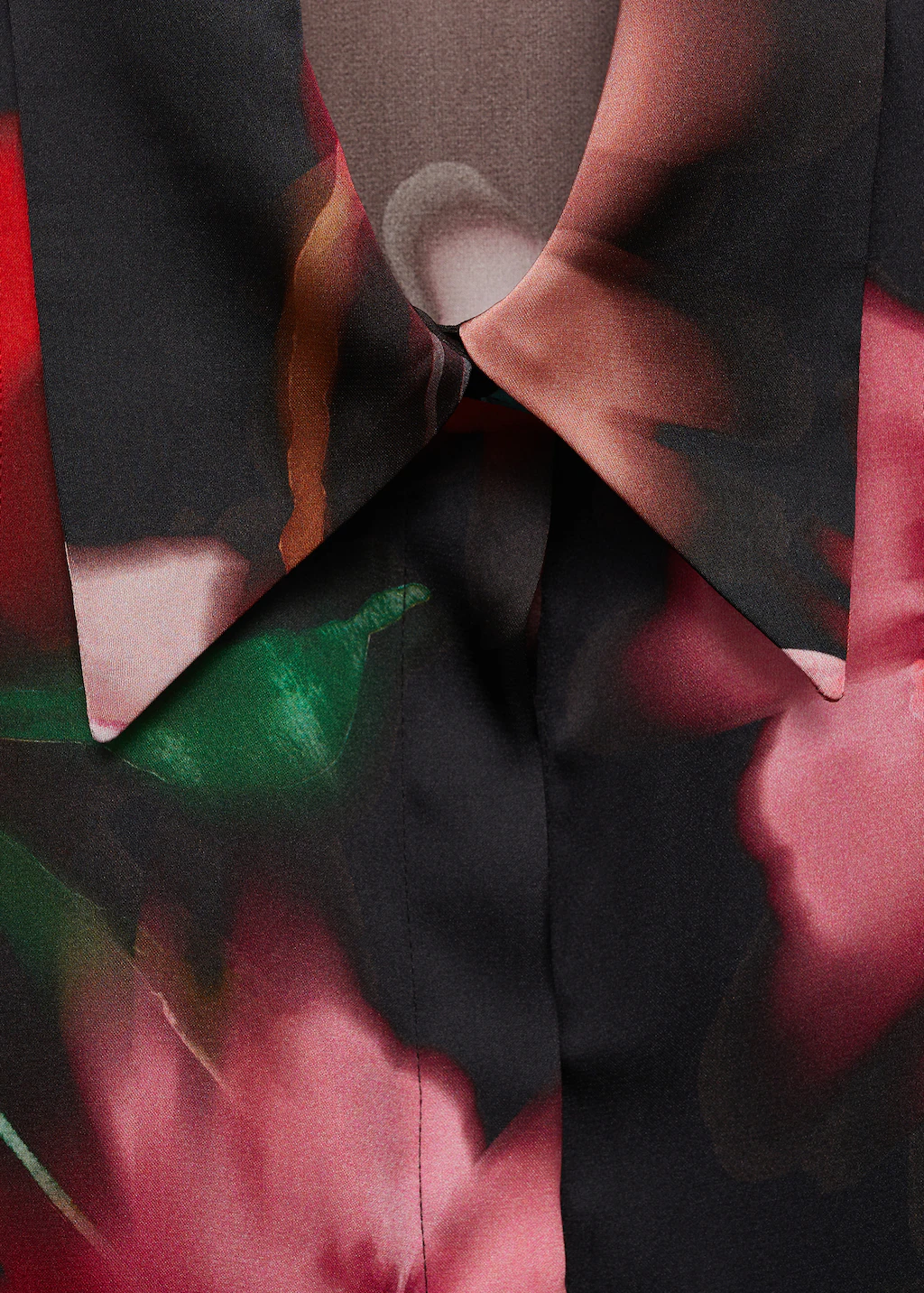 Satin print shirt - Black